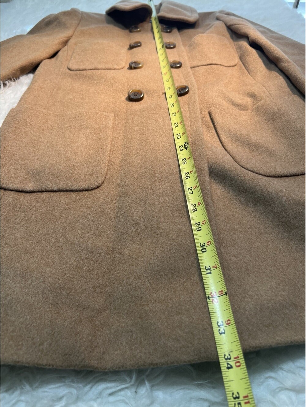 Wool J CREW size 2 camel-colored double-breasted pea coat - Picture 2 of 8